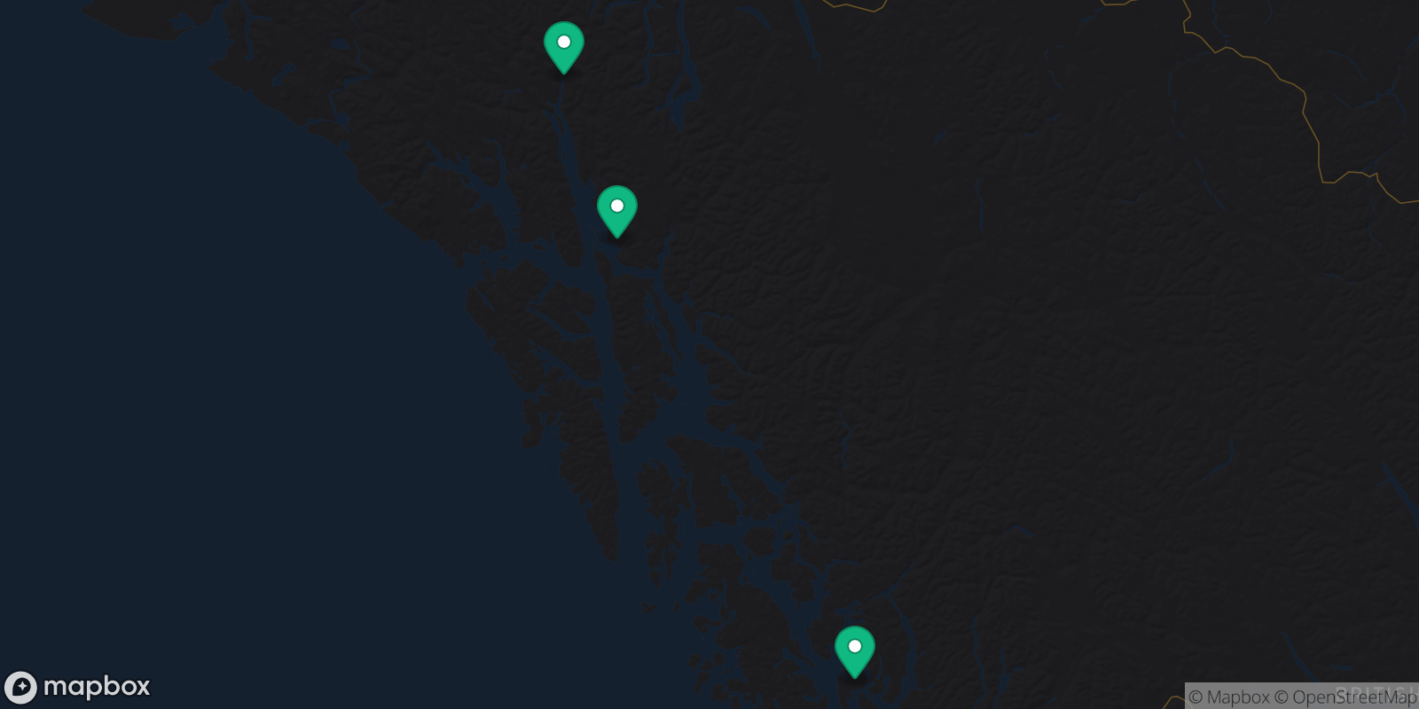 Map showing 3 destinations