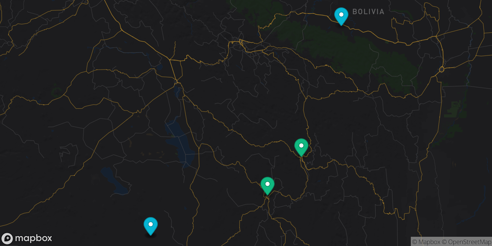 Map showing 5 destinations