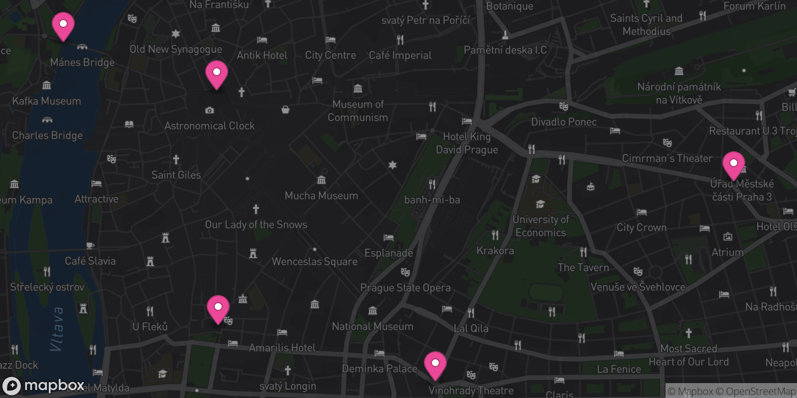 Map showing 5 destinations