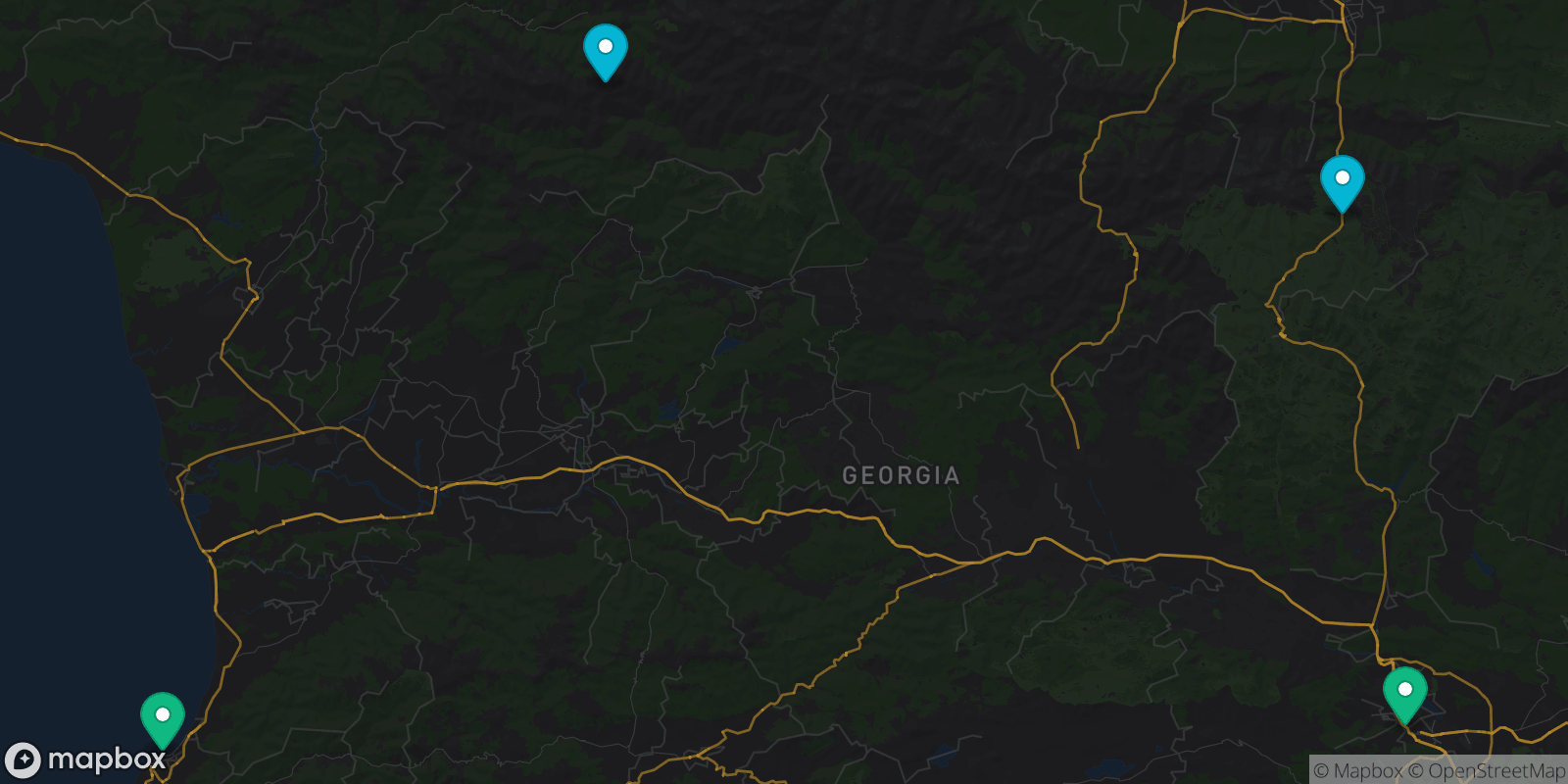 Map showing 4 destinations