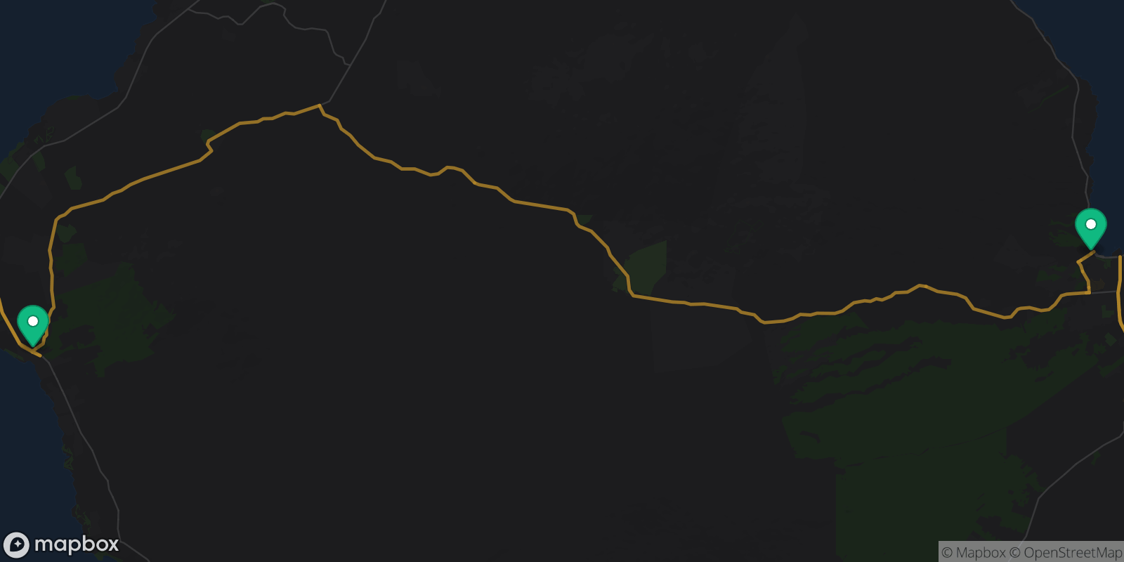 Map showing 2 destinations