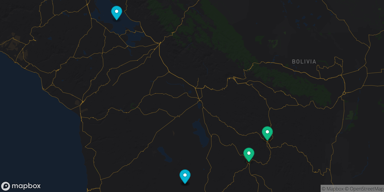 Map showing 5 destinations