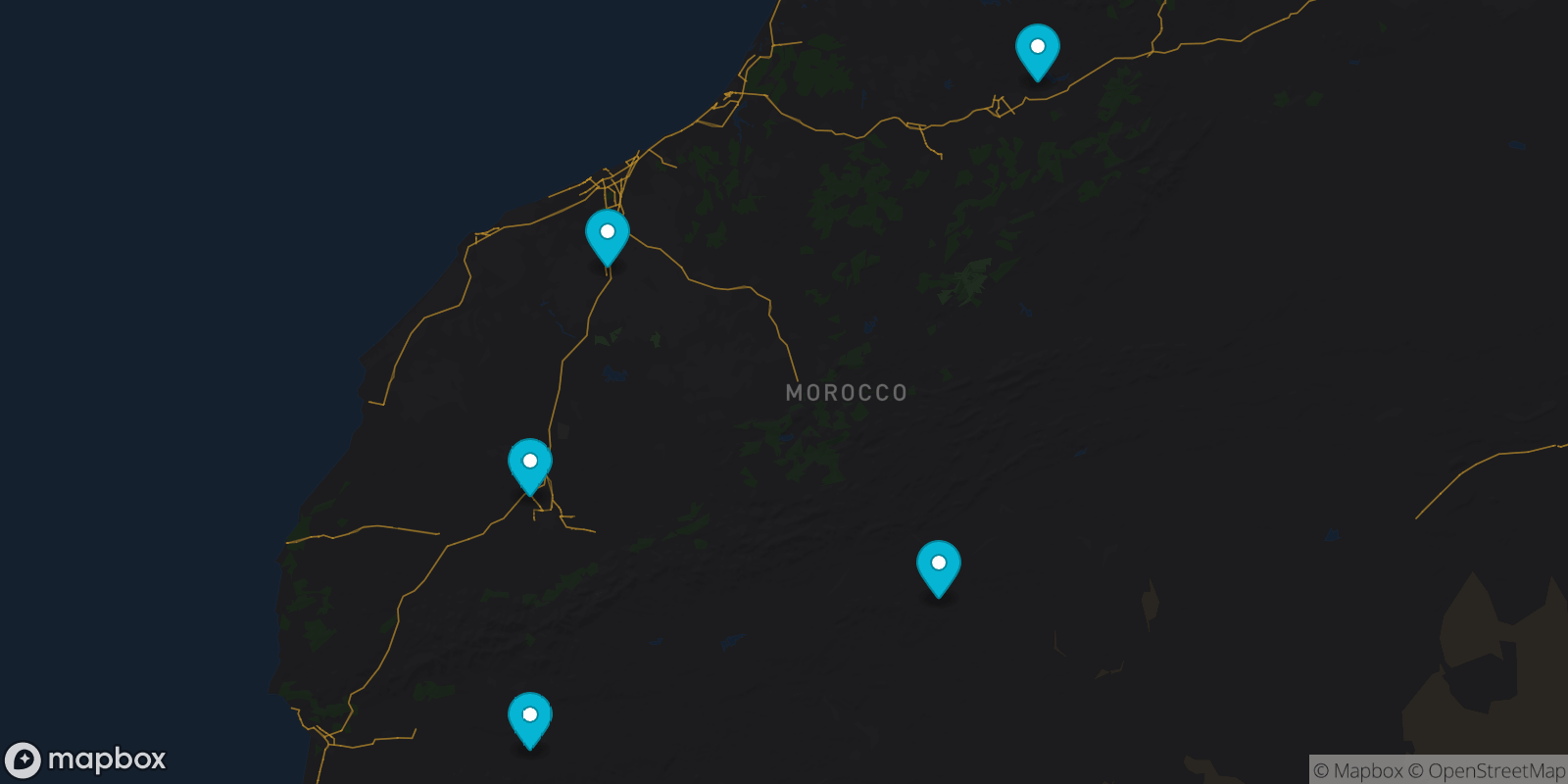 Map showing 5 destinations