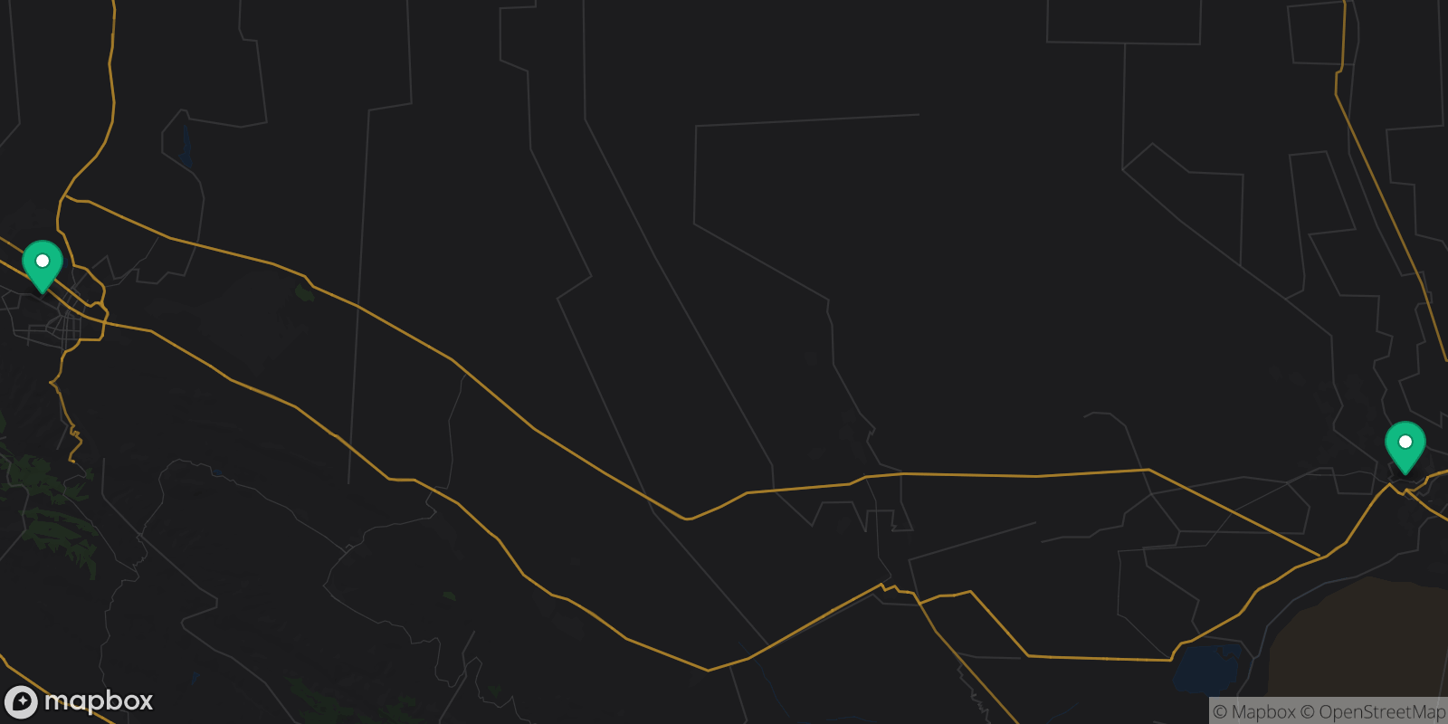 Map showing 2 destinations