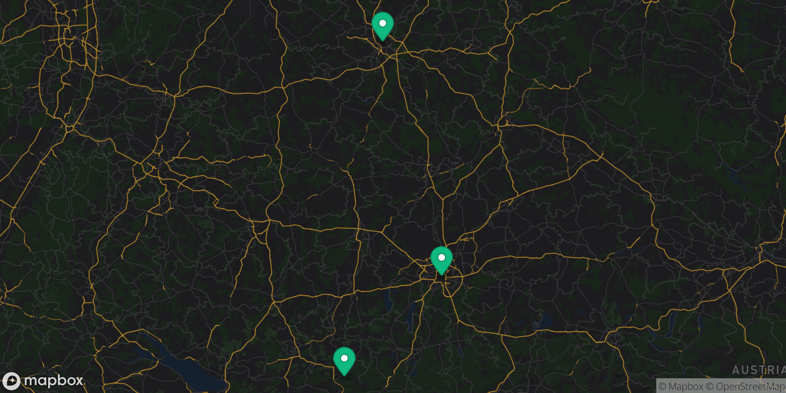 Map showing 3 destinations