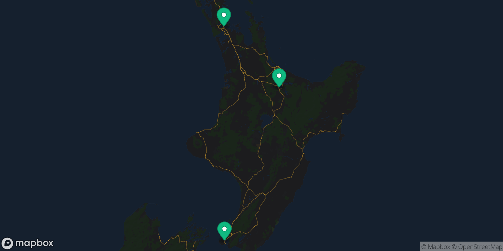Map showing 3 destinations