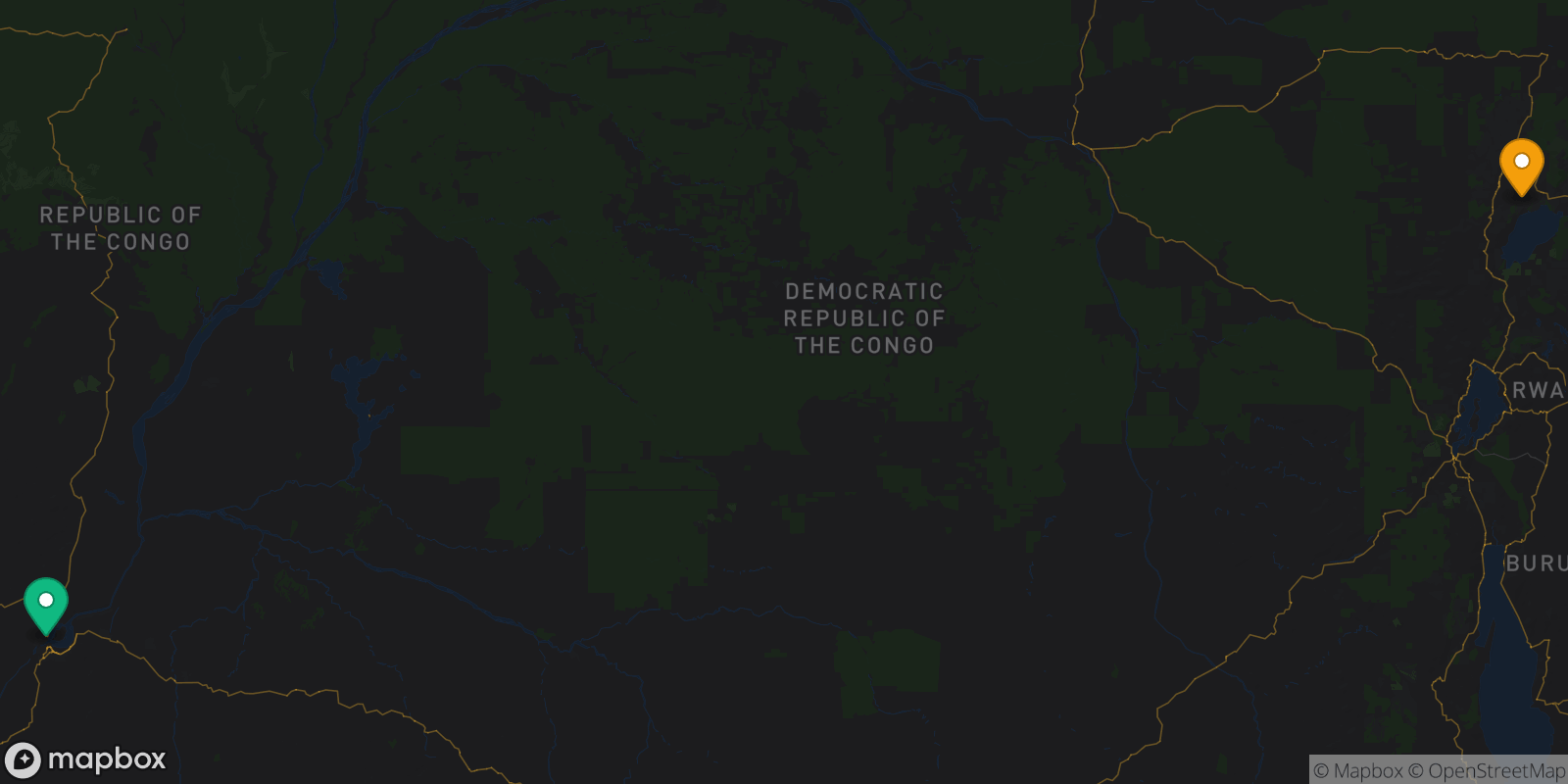 Map showing 2 destinations