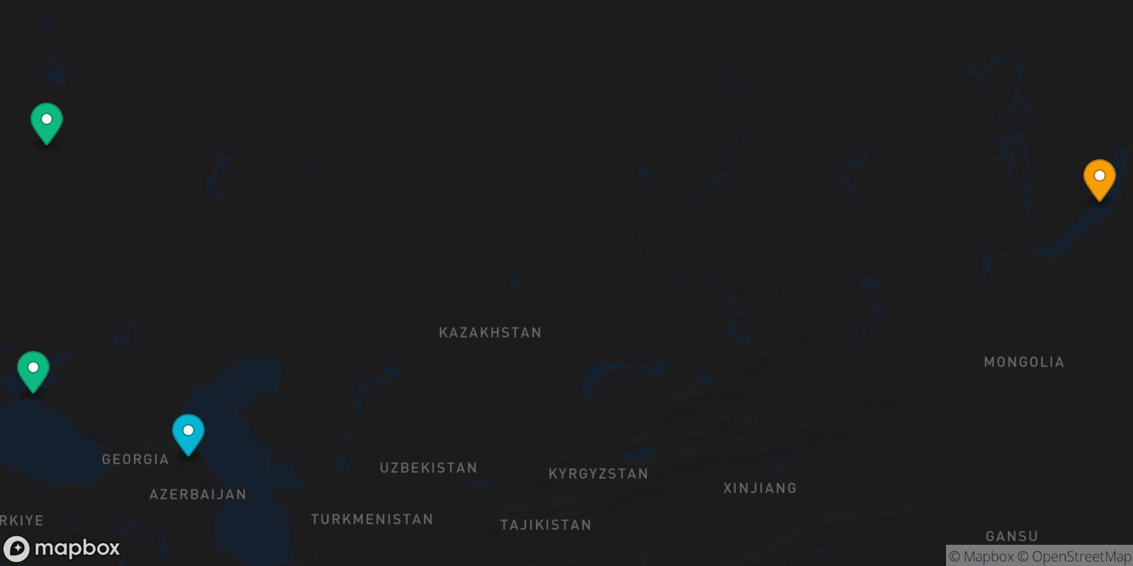 Map showing 4 destinations