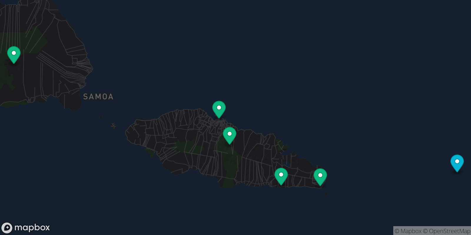 Map showing 6 destinations