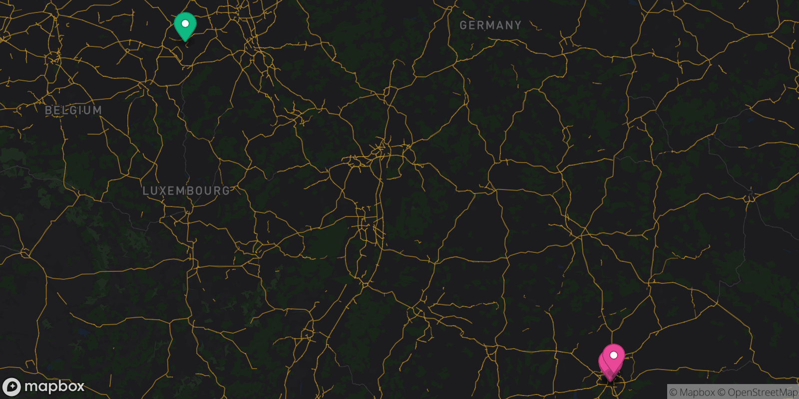 Map showing 5 destinations