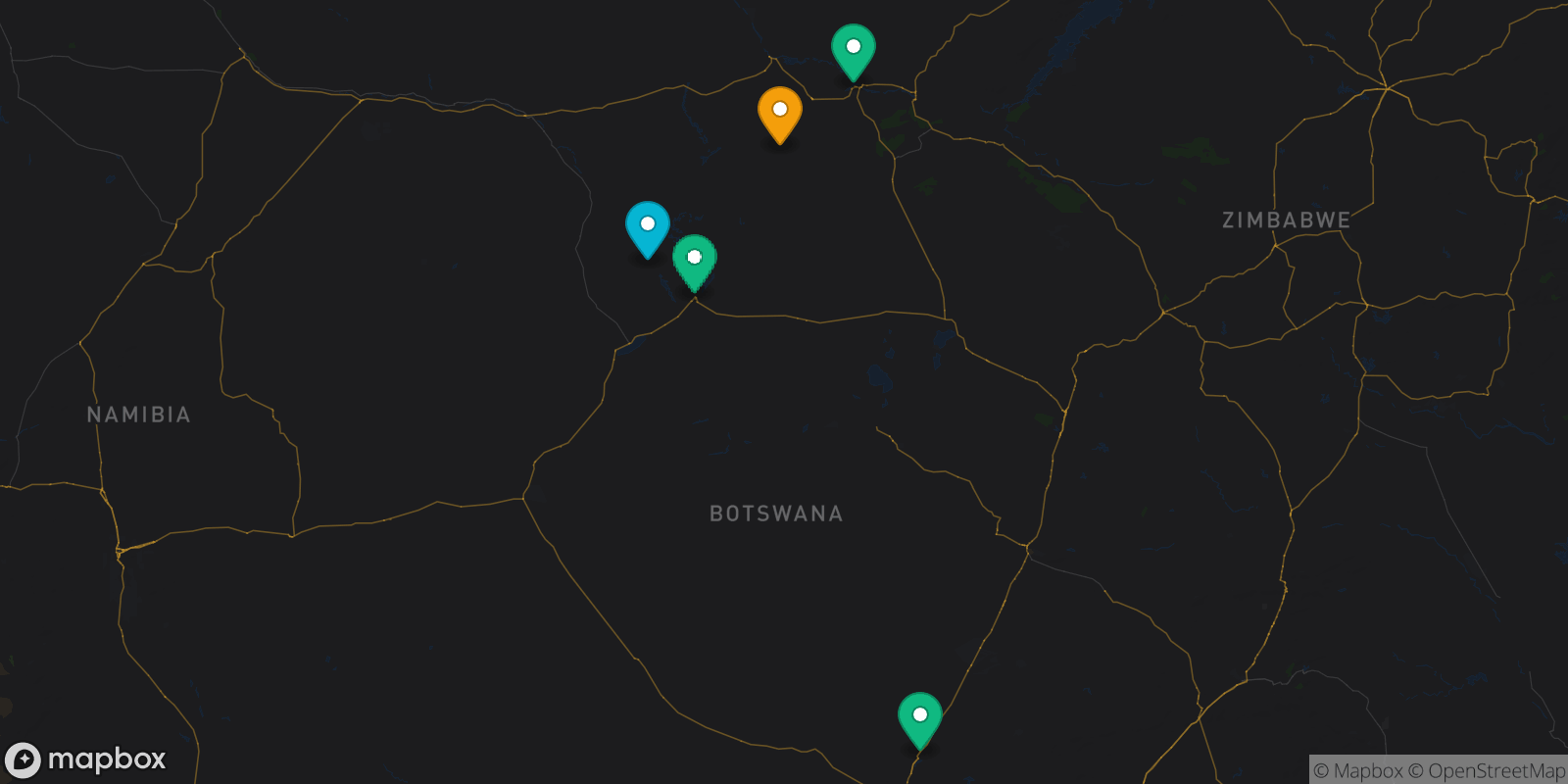 Map showing 5 destinations