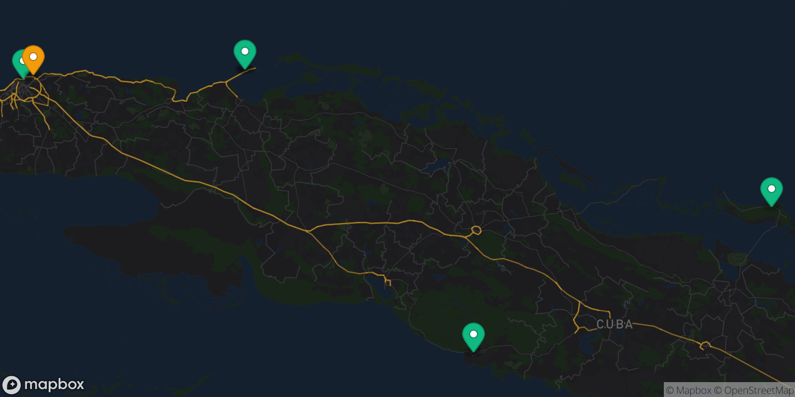 Map showing 6 destinations