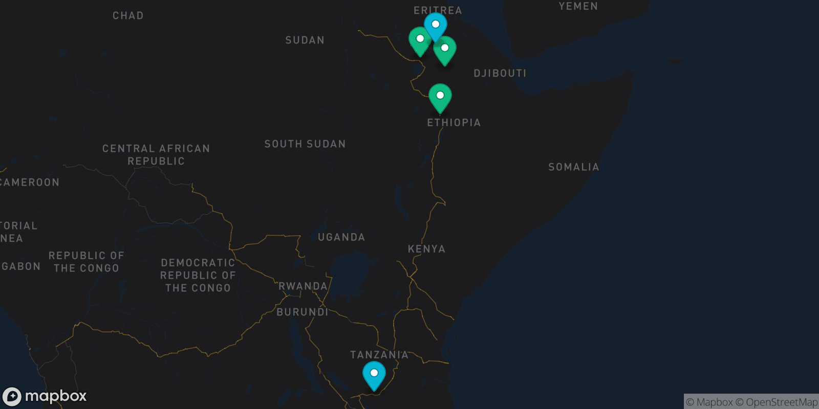 Map showing 5 destinations
