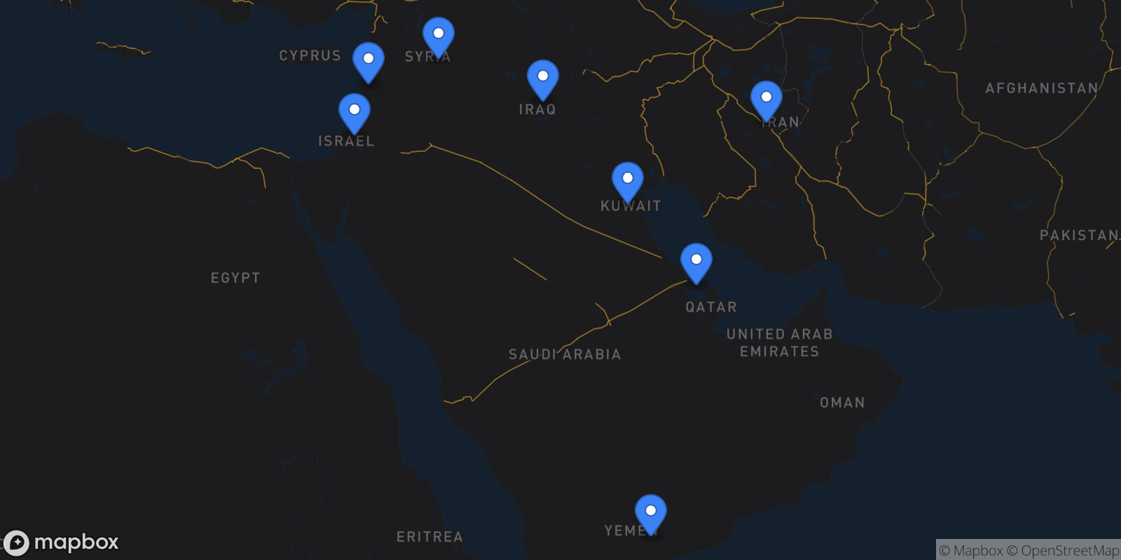 Map showing 8 destinations