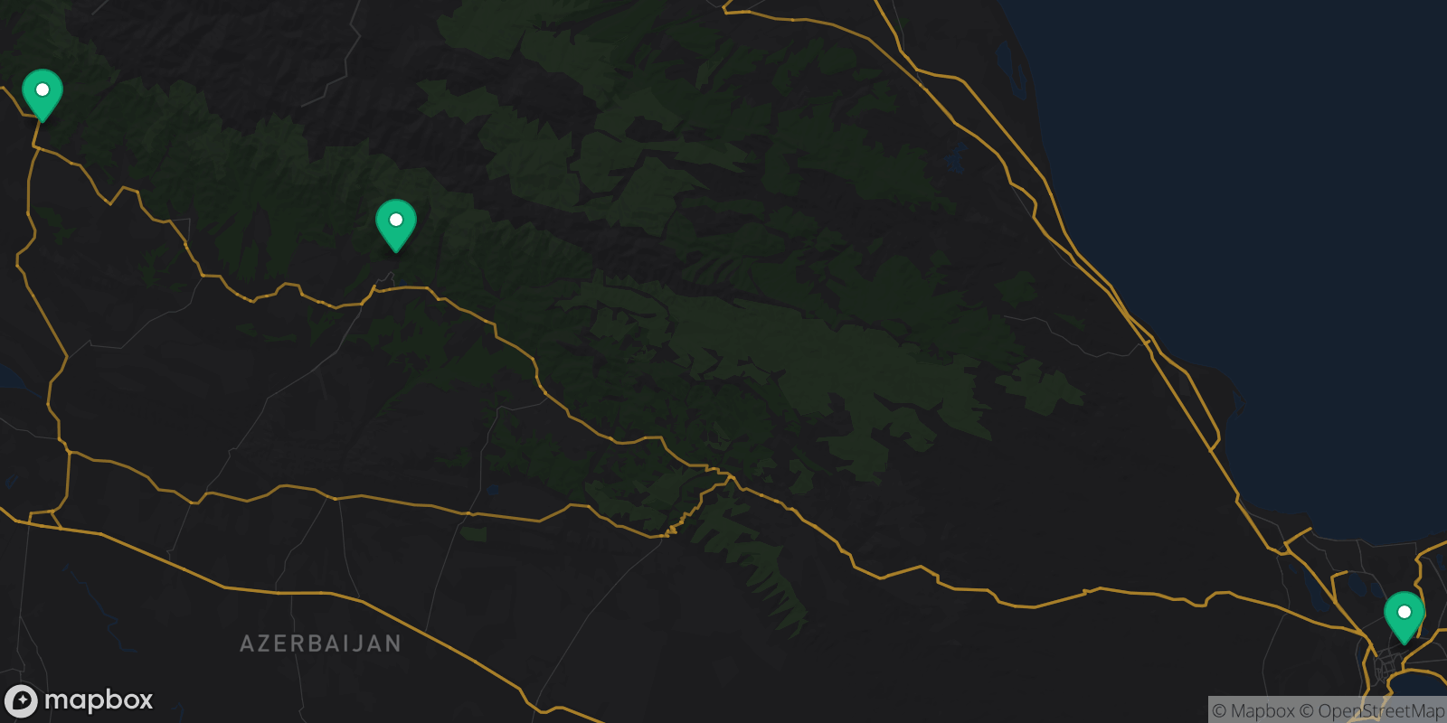 Map showing 3 destinations