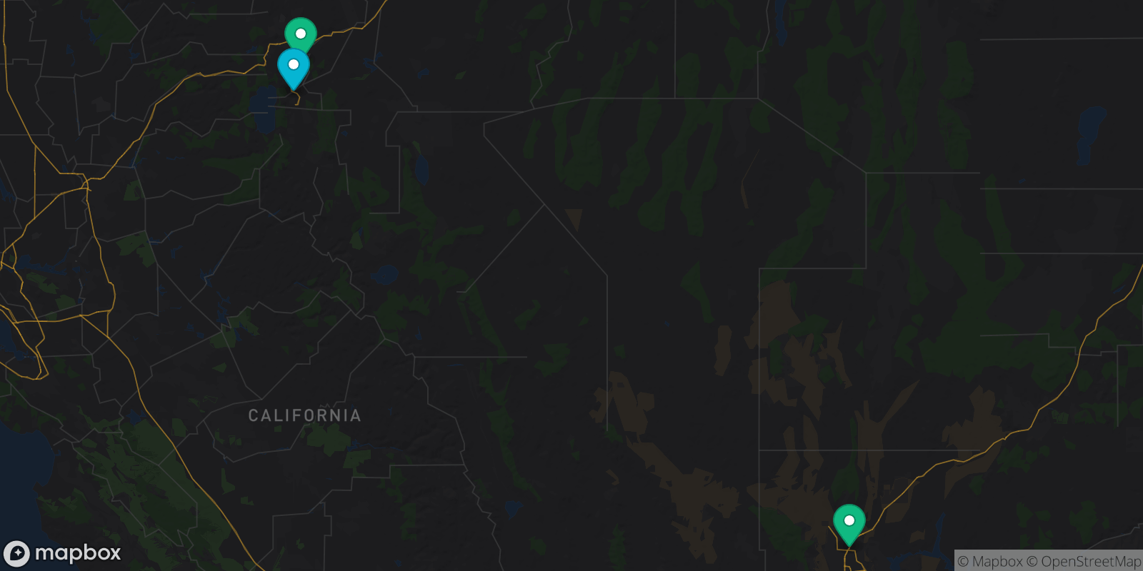 Map showing 3 destinations