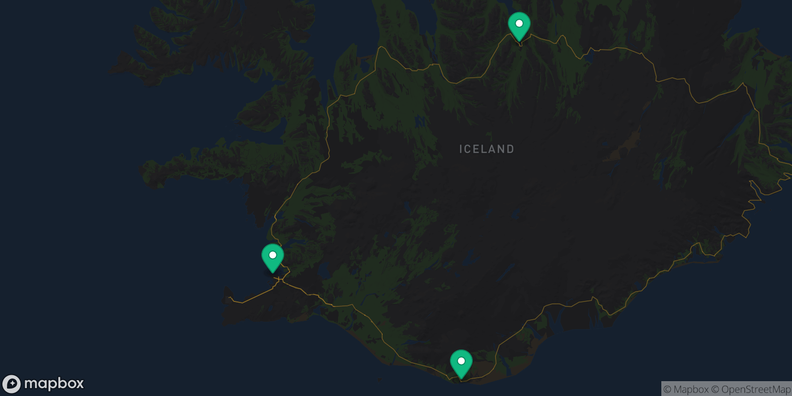 Map showing 3 destinations