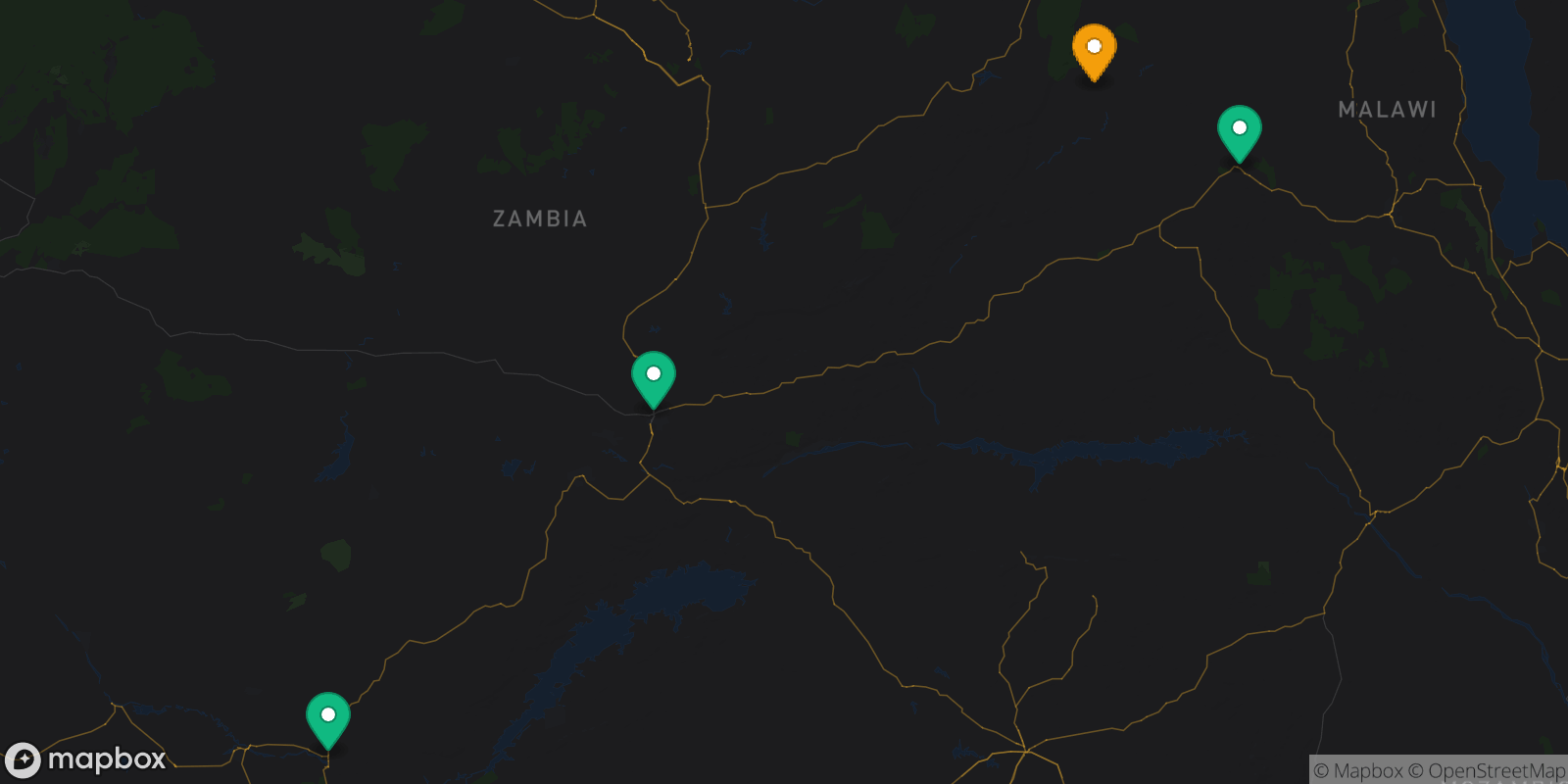 Map showing 4 destinations