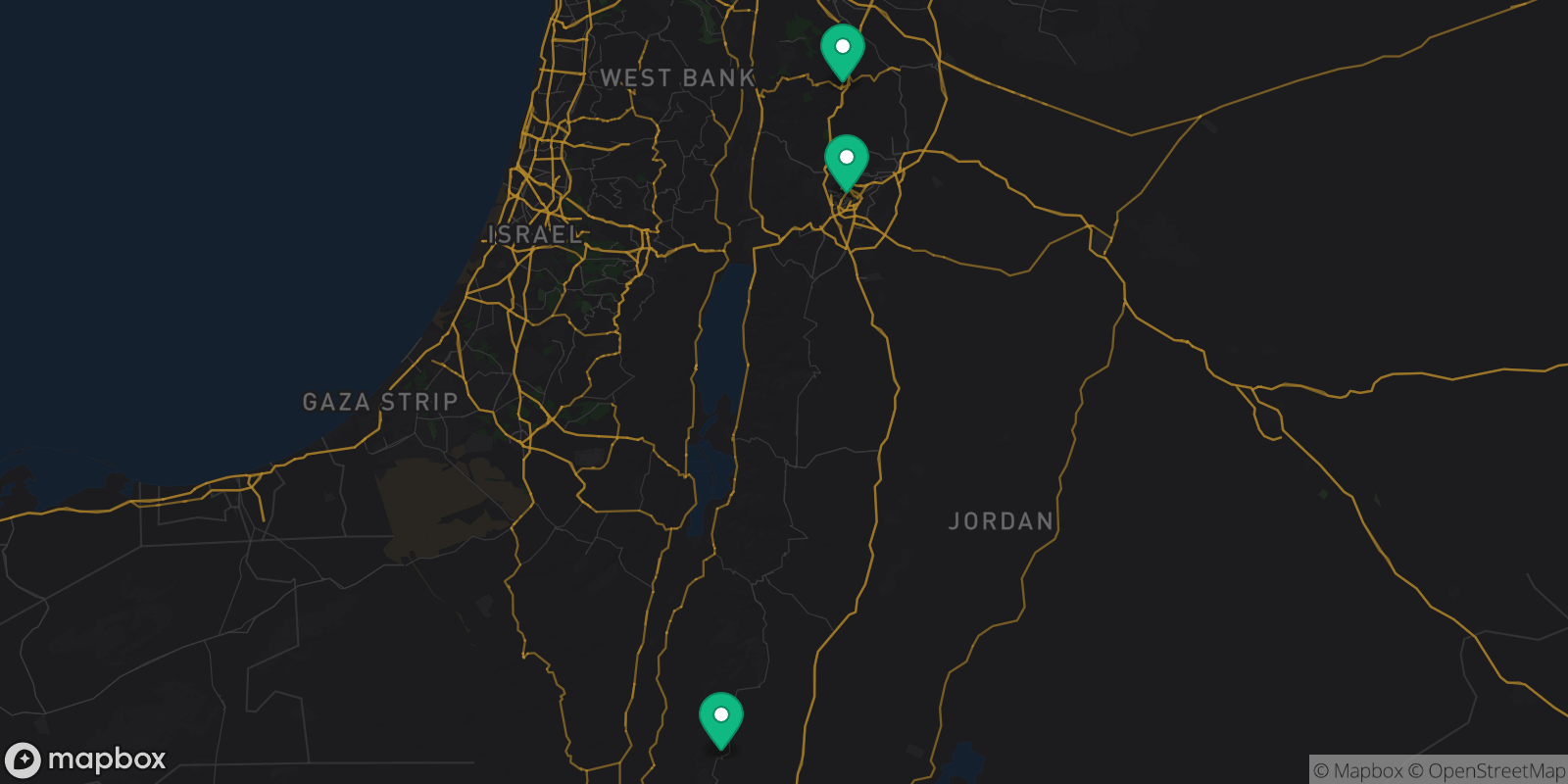 Map showing 3 destinations