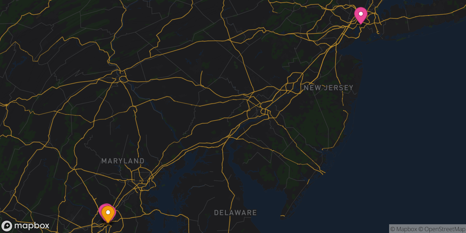 Map showing 6 destinations