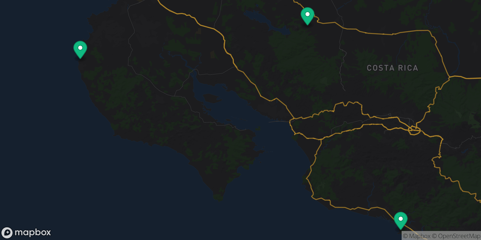 Map showing 3 destinations
