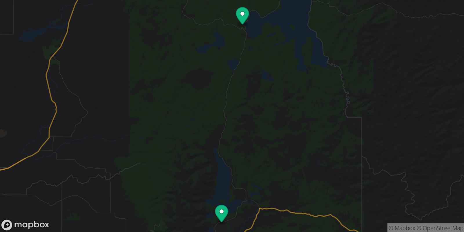 Map showing 2 destinations