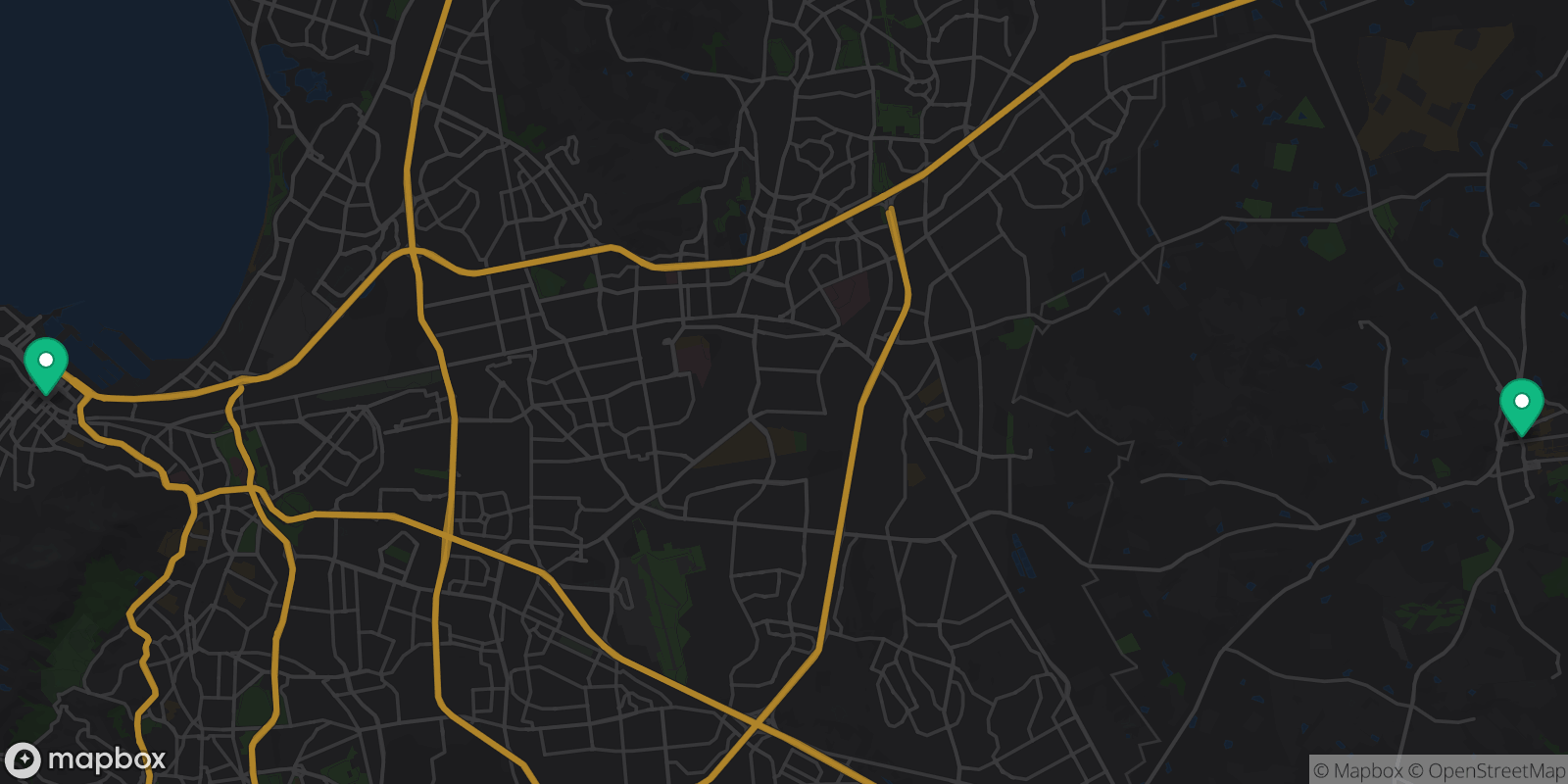 Map showing 2 destinations