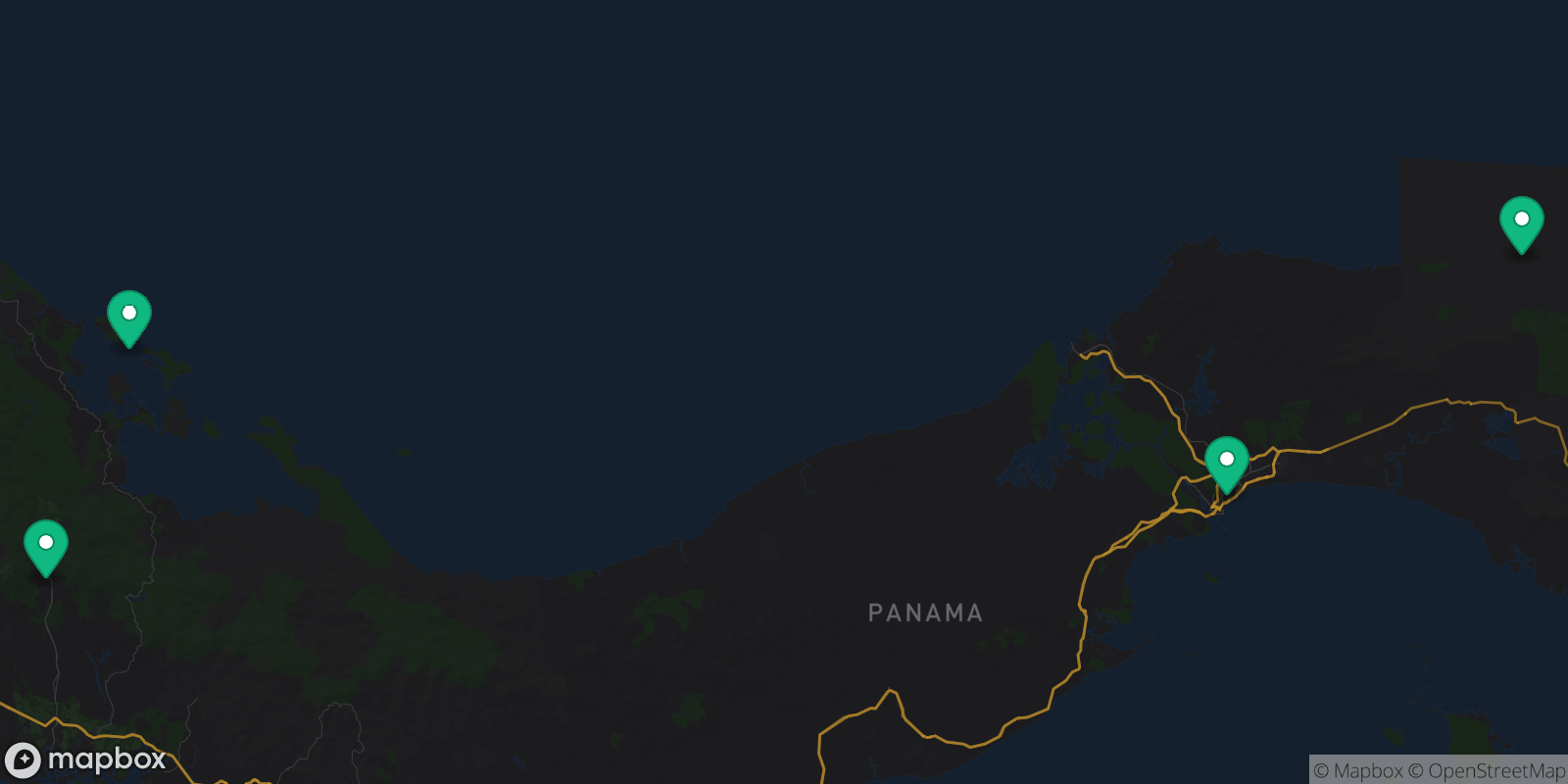 Map showing 4 destinations