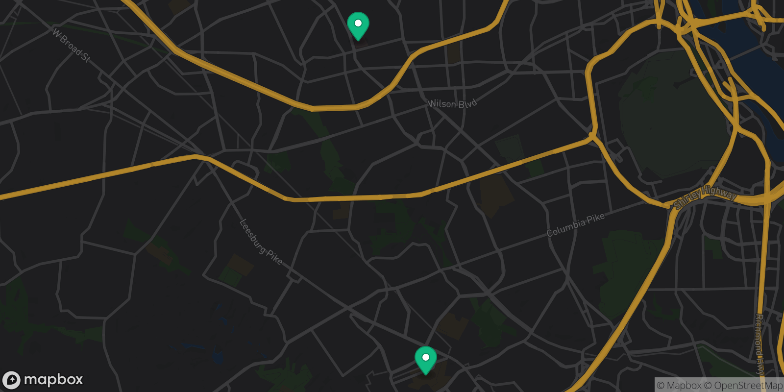 Map showing 2 destinations