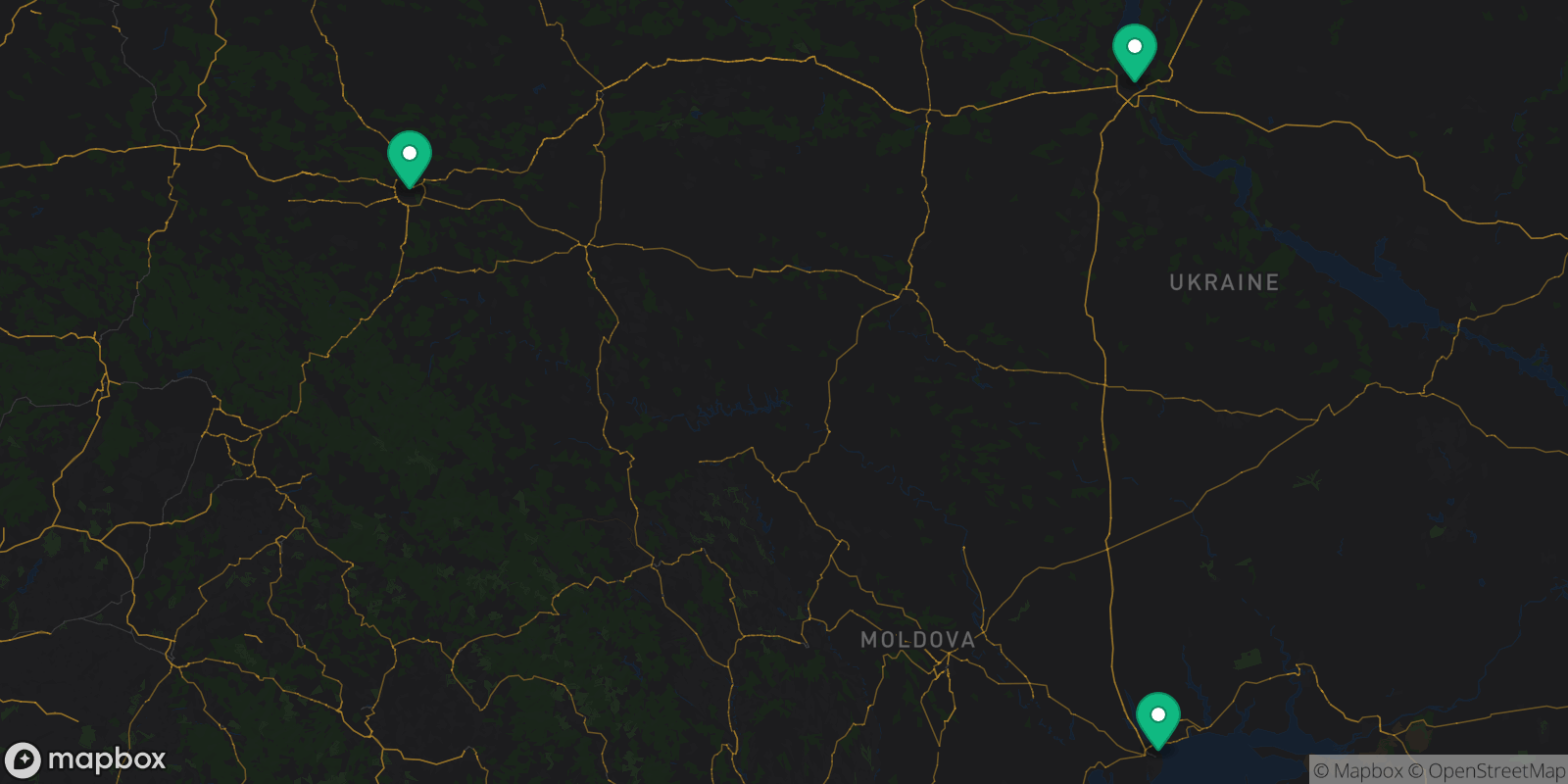 Map showing 3 destinations
