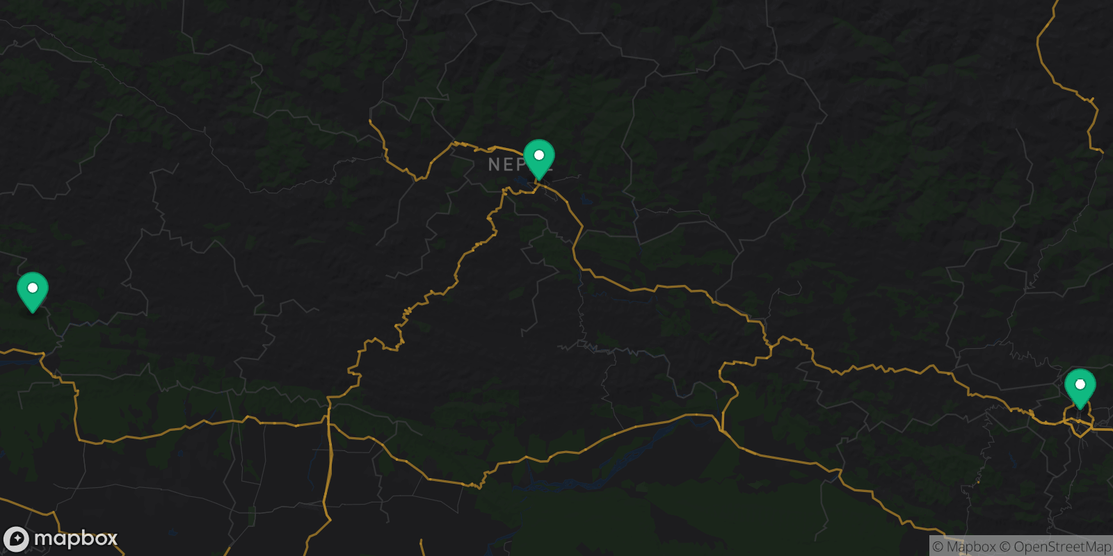 Map showing 3 destinations