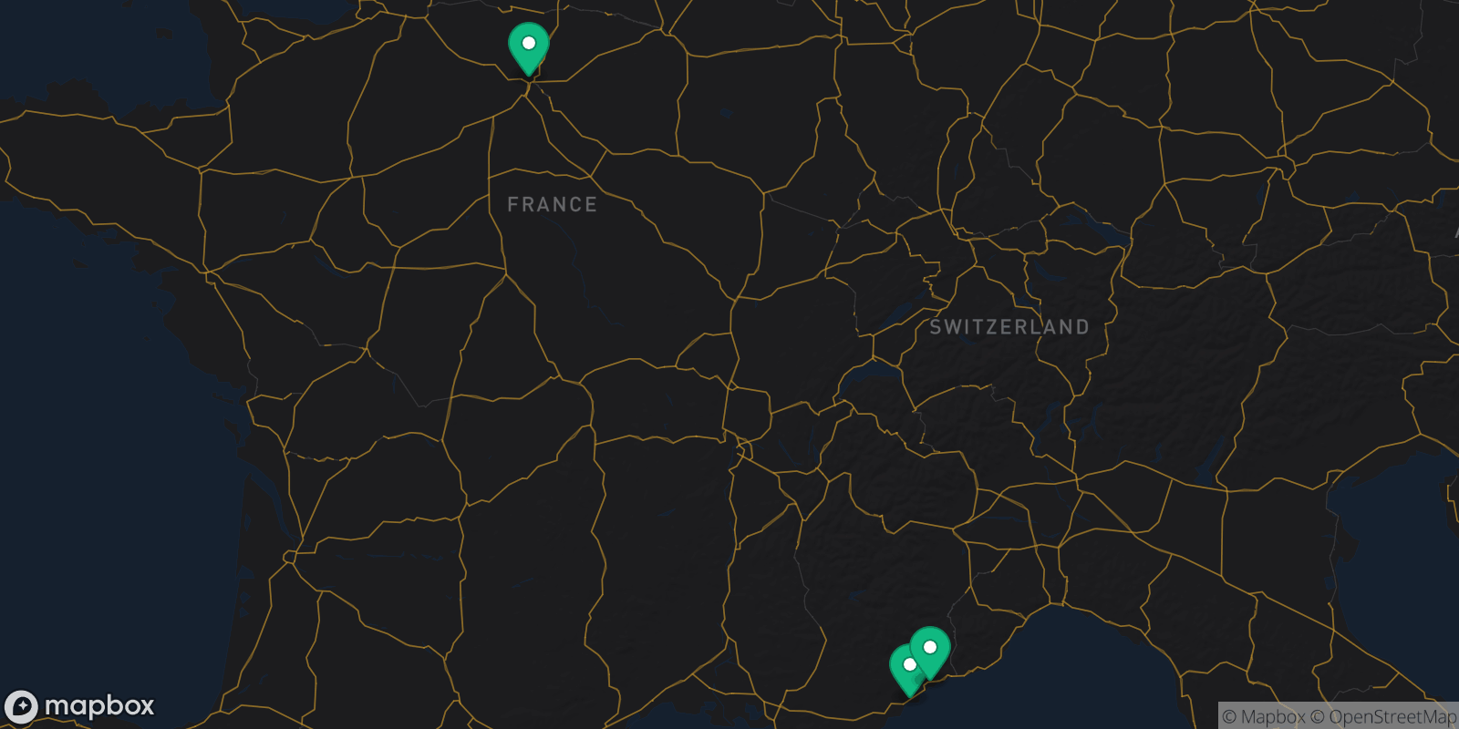 Map showing 3 destinations