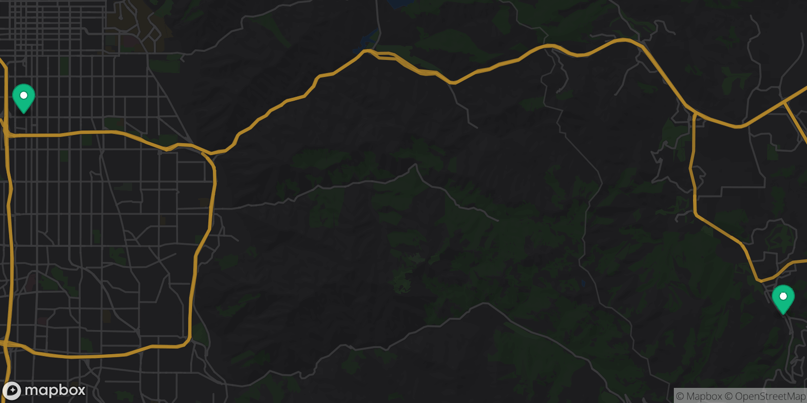 Map showing 2 destinations