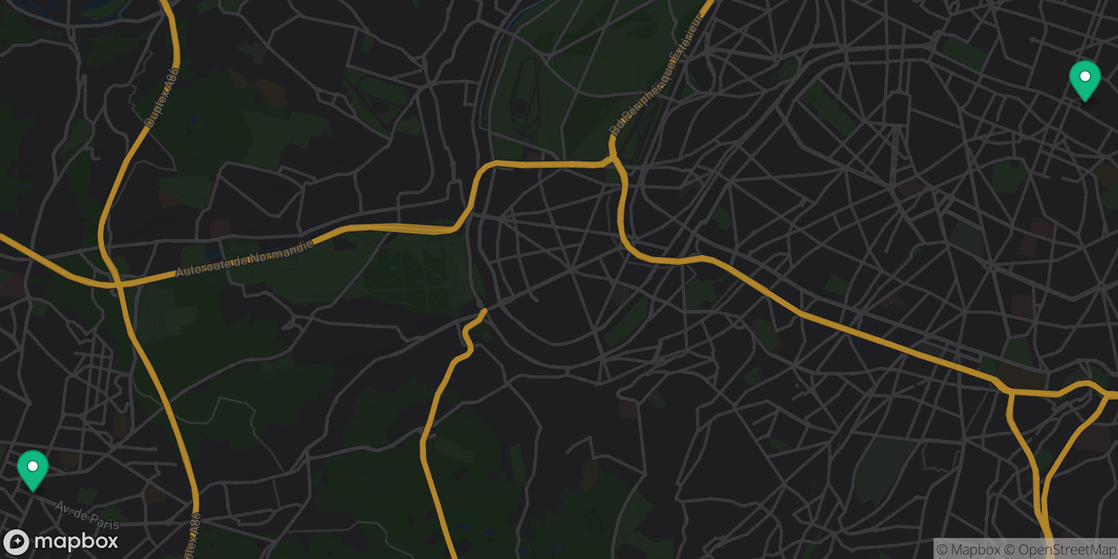 Map showing 2 destinations