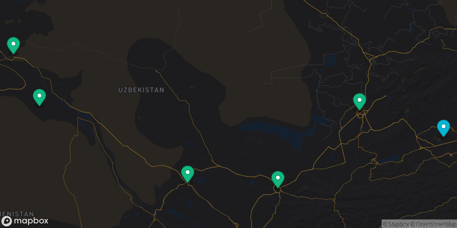 Map showing 7 destinations