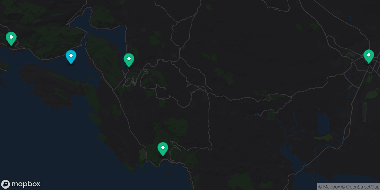 Map showing 5 destinations