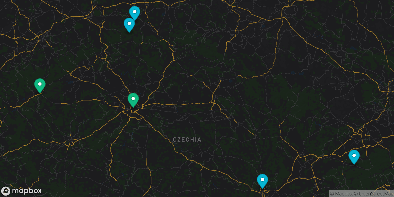 Map showing 6 destinations
