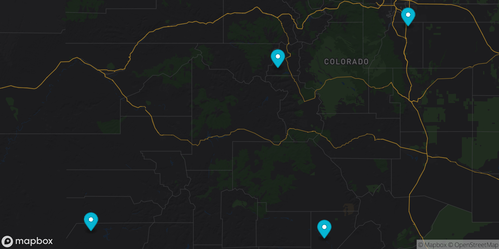 Map showing 4 destinations