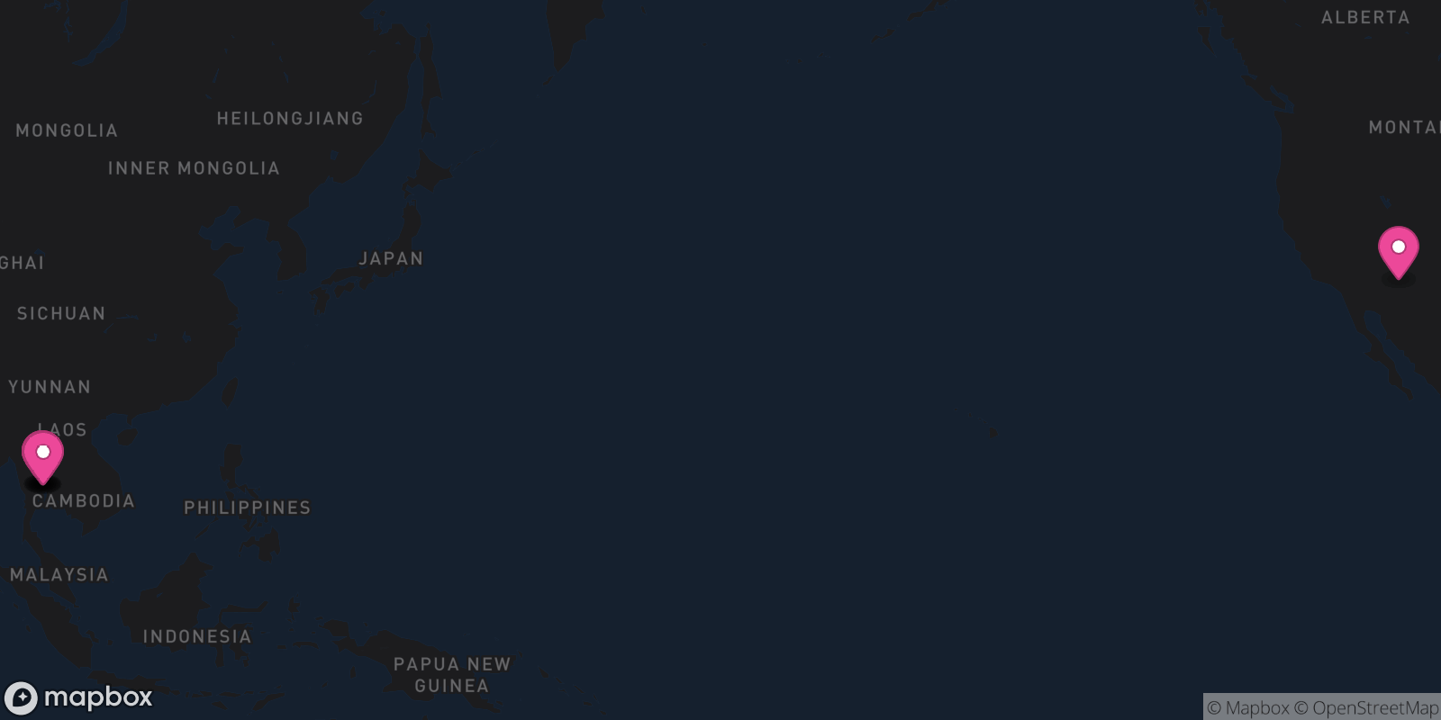 Map showing 7 destinations