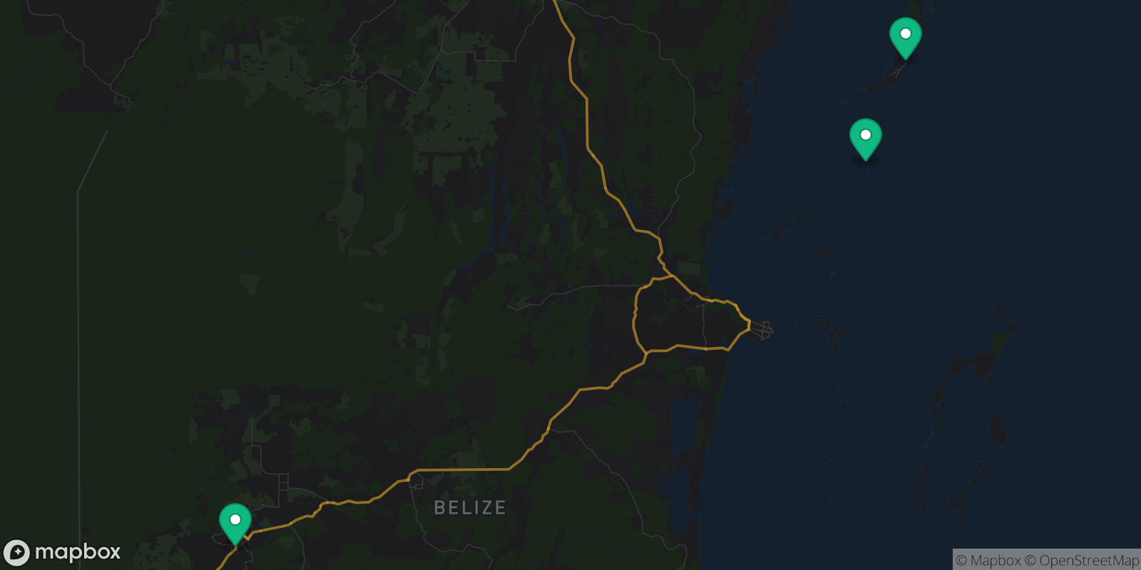 Map showing 3 destinations