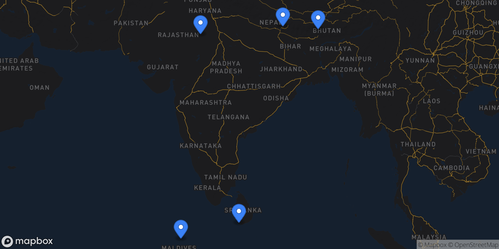 Map showing 5 destinations