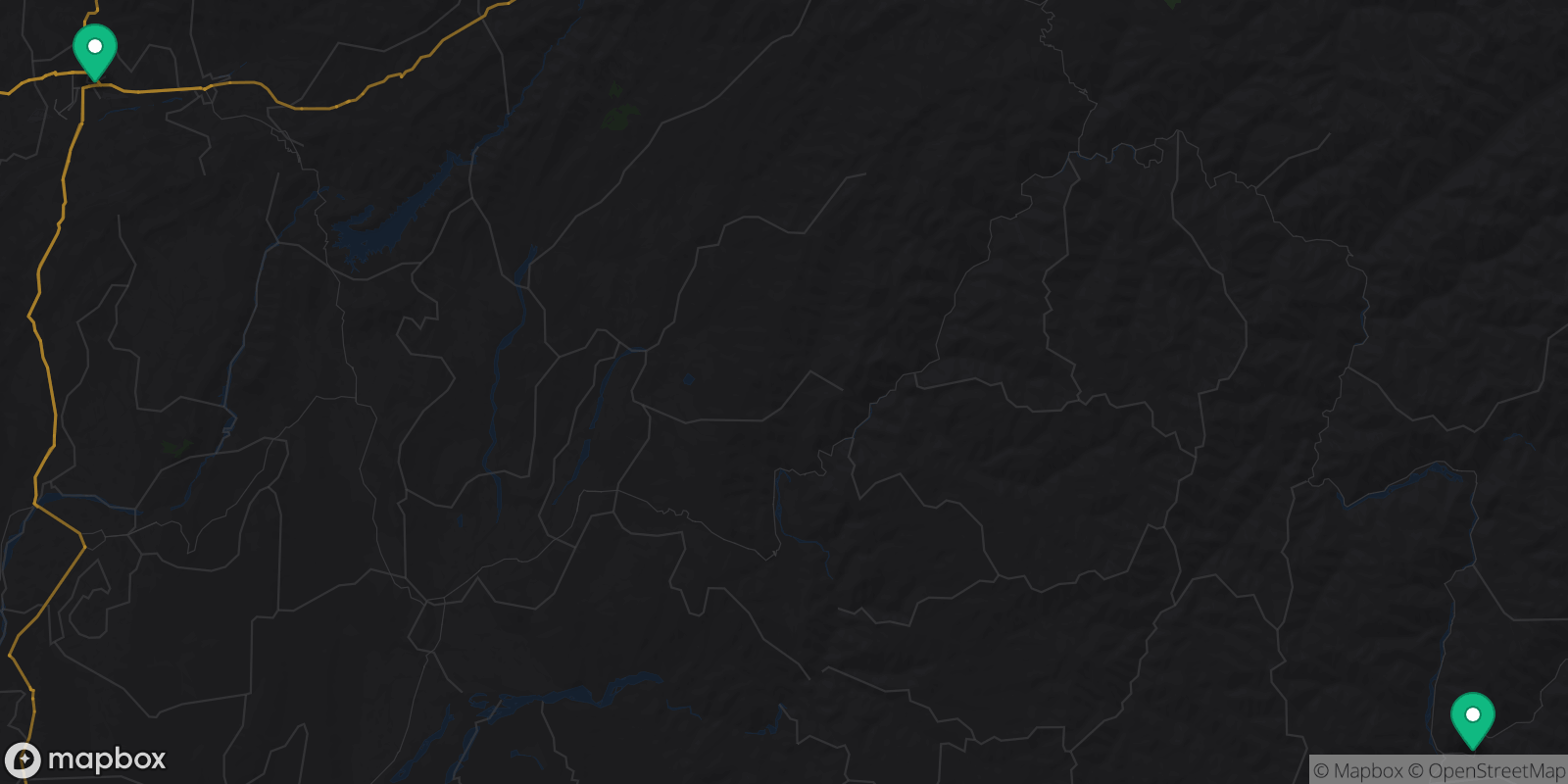 Map showing 2 destinations