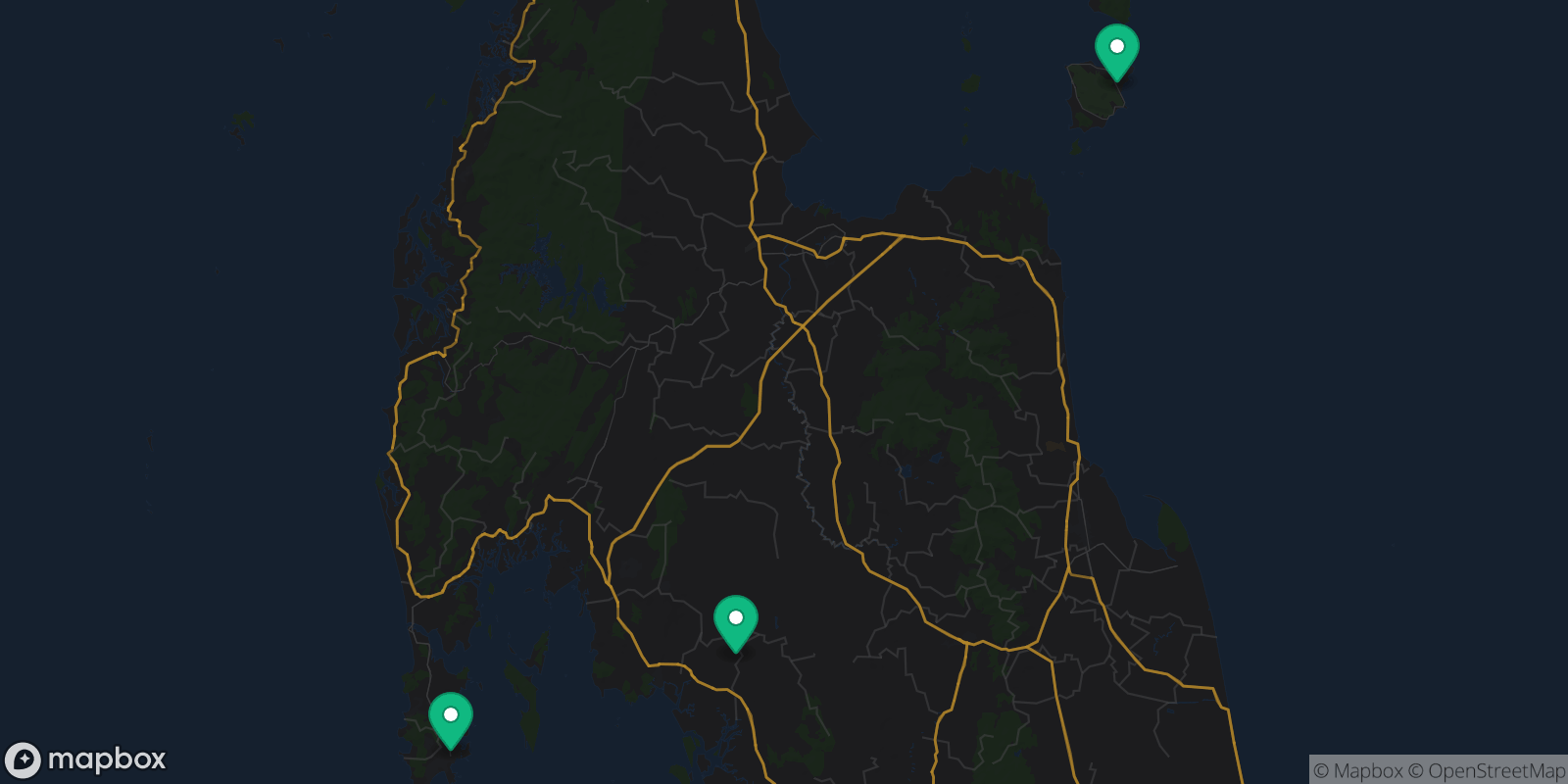 Map showing 3 destinations