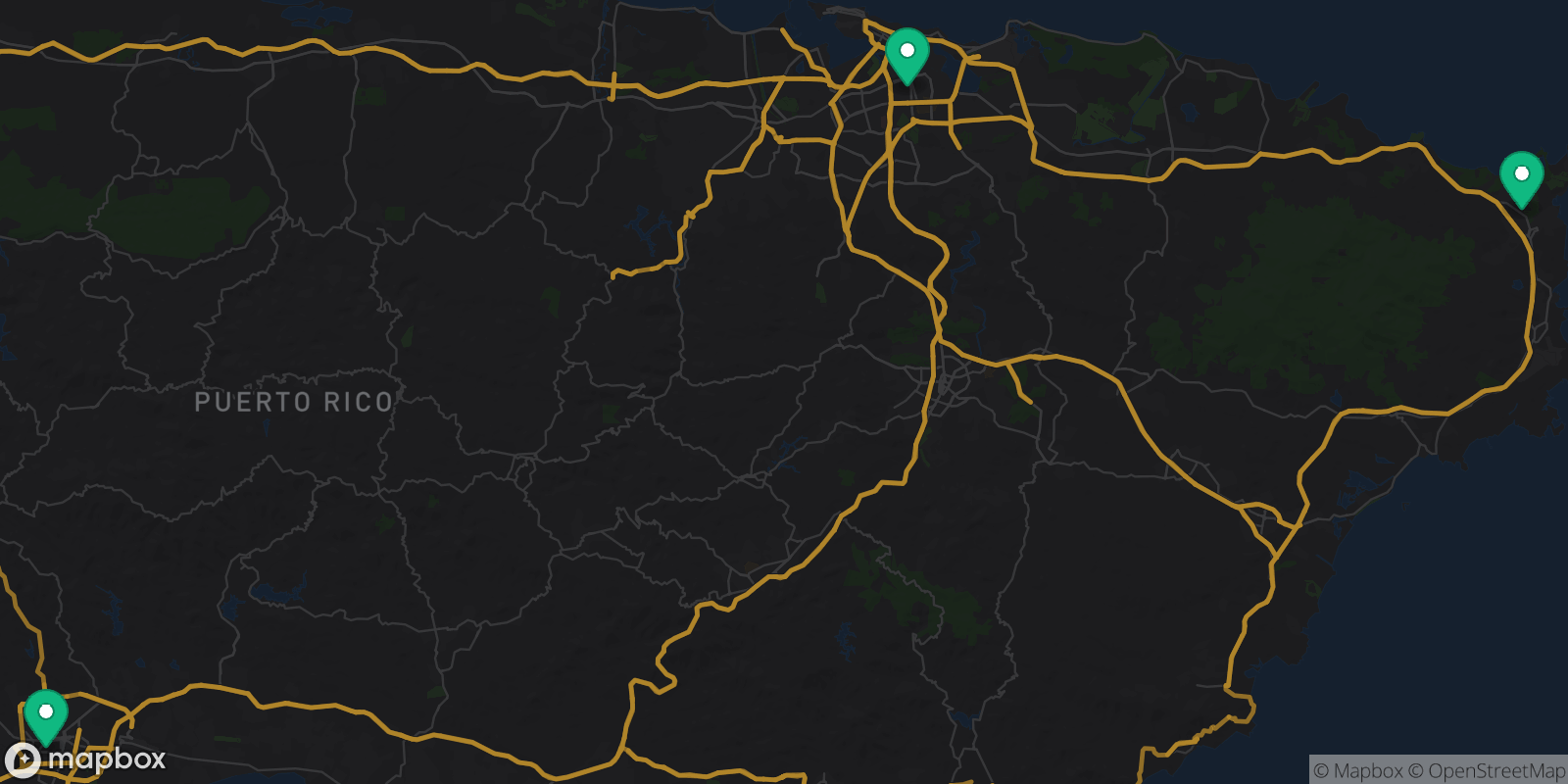Map showing 3 destinations