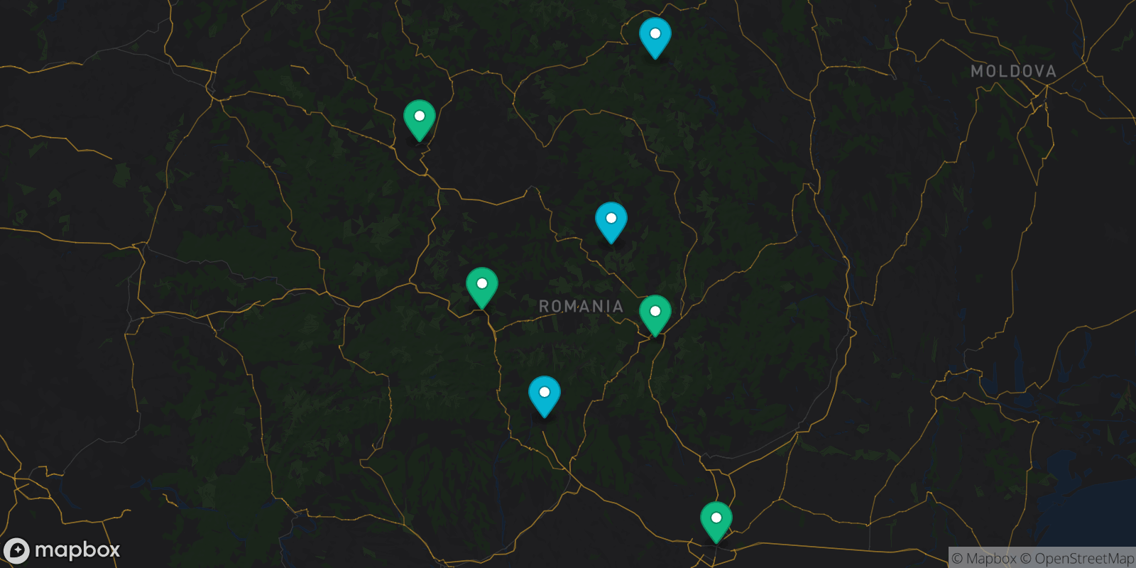 Map showing 7 destinations