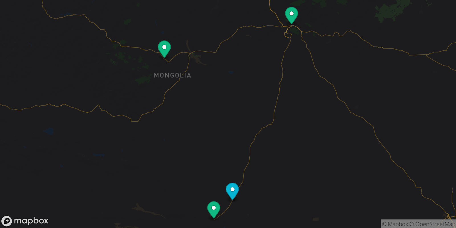 Map showing 4 destinations