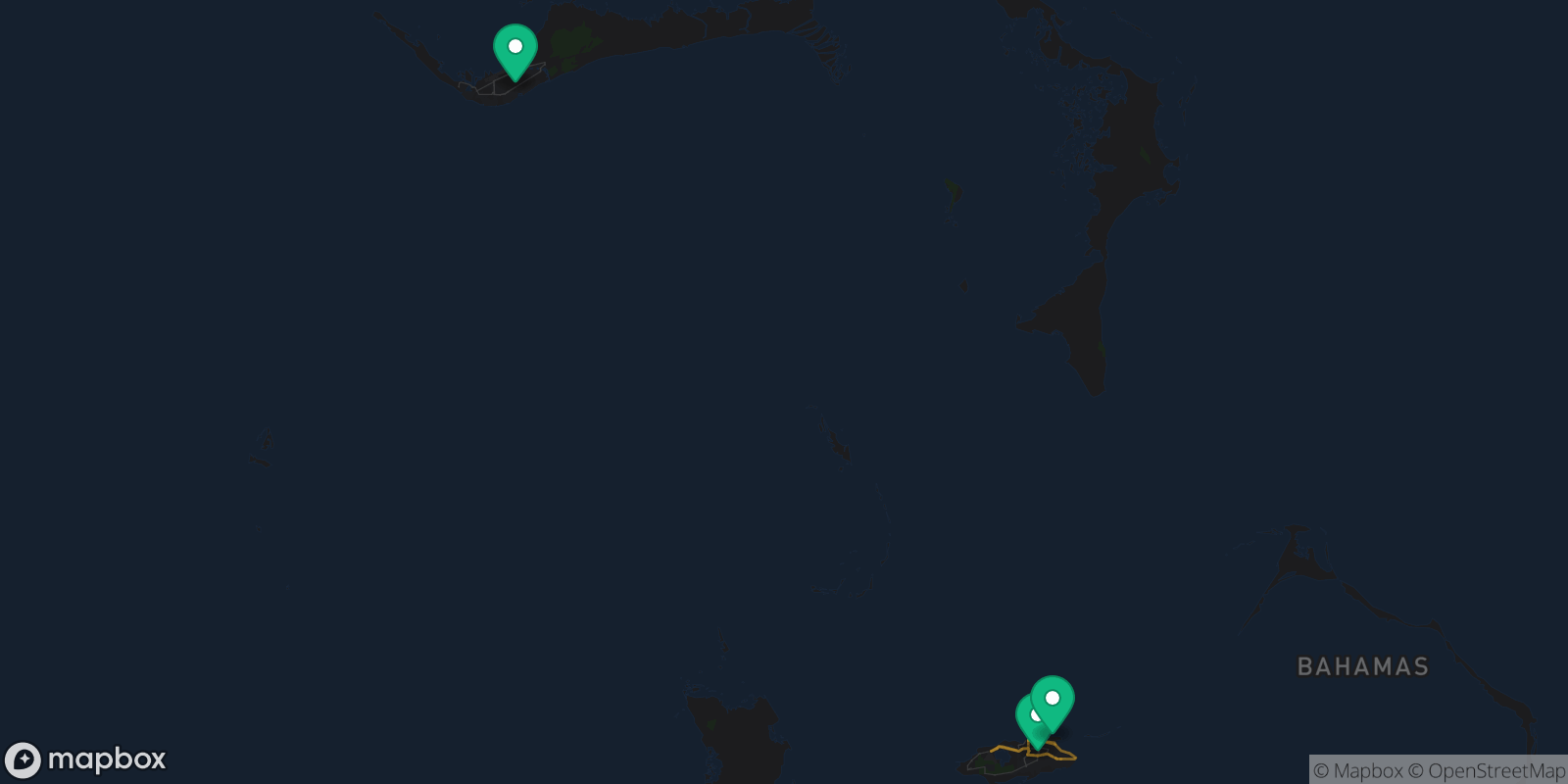 Map showing 3 destinations
