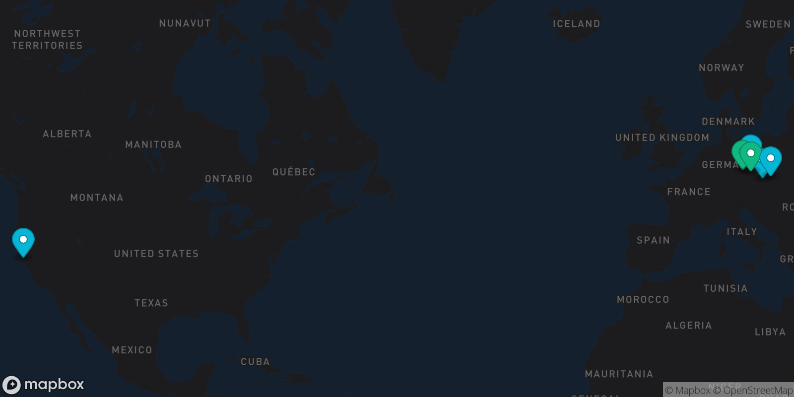 Map showing 6 destinations