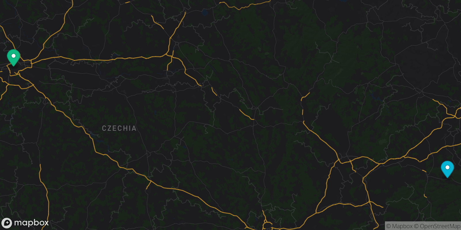 Map showing 2 destinations