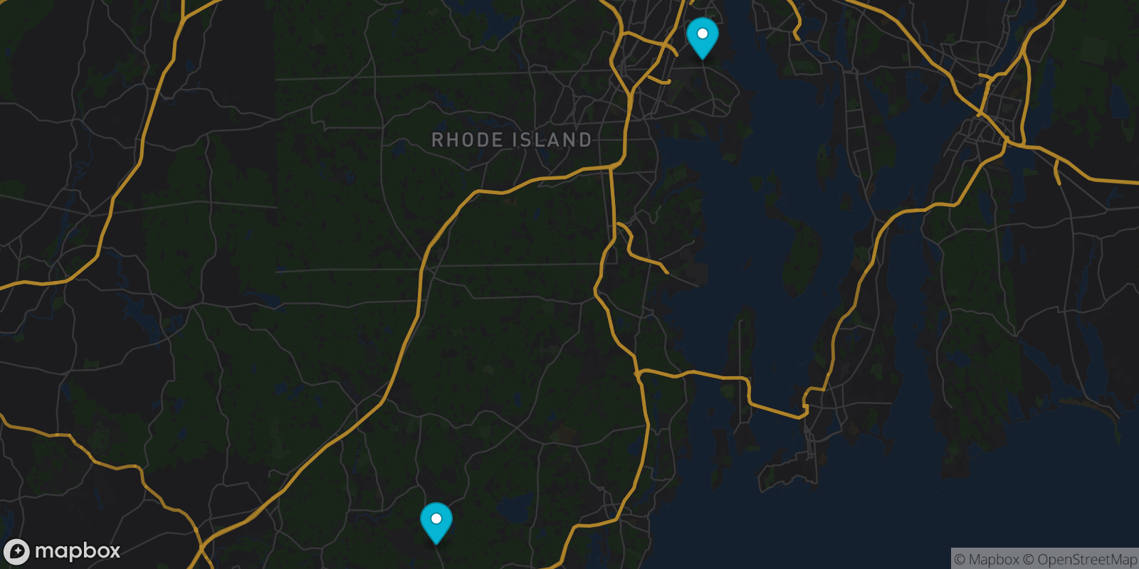 Map showing 2 destinations